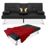 Faux Leather Upholstered Convertible Sofa Bed Futon