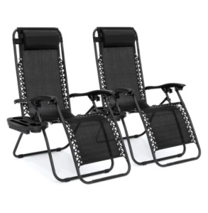 Set of 2 Adjustable Zero Gravity Patio Chair Recliners 