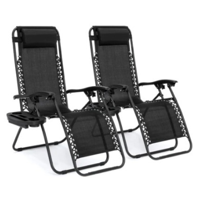 Set of 2 Adjustable Zero Gravity Patio Chair Recliners