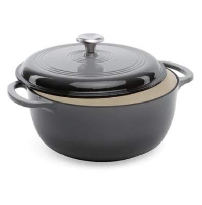 6qt Non-Stick Enamel Cast-Iron Dutch Oven, Gray