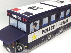 Toy Box for boys, KAP Police Car toy chest, Light Up LED Toy Box, Foldable Storage Basket,APPEARS NEW