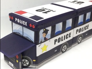 Toy Box for boys, KAP Police Car toy chest, Light Up LED Toy Box, Foldable Storage Basket,APPEARS NEW