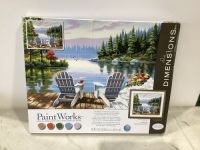 Lot of (10) Paint Works Paint By Number Kit 20"X16" Lakeside Morning
