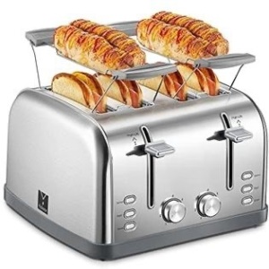 Yabano 4 Slice Toaster, Bagel Toaster with 7 Bread Shade Settings and Warming Rack, 4 Extra Wide Slots