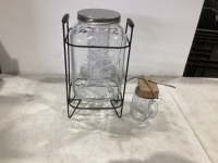2 Gallon Glass Beverage Dispenser with Stainless Steel Spigot,&nbsp;Stand, Mason Jar, & Fruit Infuser&nbsp;