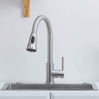KINFAUCETS Modern Commercial Stainless Steel Single Lever Handle Pull Down Sprayer Brushed Nickel Kitchen Faucet. NEW