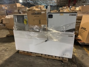 Lot of Ice Machines & MXSH23.6SHC Extra Large Chest Freezer 23.6 Cu ft. Storage 79" W - Does Not Get Cold. For Repair or Parts.  