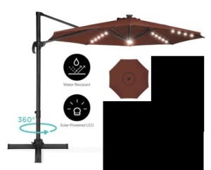 360-Degree LED Cantilever Offset Patio Umbrella, 10ft, Brown