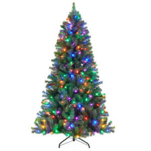 Pre-Lit Artificial Spruce Christmas Tree w/ Multicolored Lights 