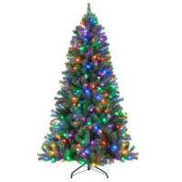 Pre-Lit Artificial Spruce Christmas Tree w/ Multicolored Lights 