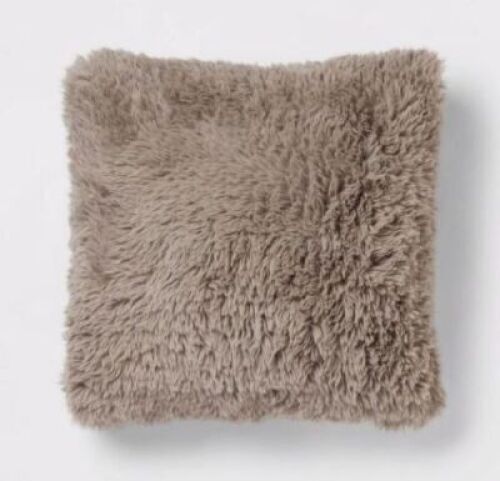Case of (3) 18" Square Faux Fur Throw Pillow