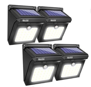 BAXIA Solar Motion Sensor Outdoor Lights, 4 Pack, Untested, E-Commerce Return