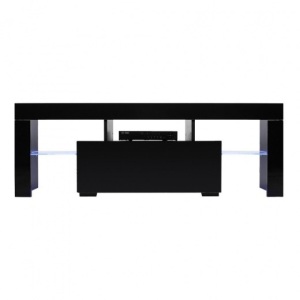 TV Stand with High Gloss LED Lights, Media Console Cabinet Shelves for TV up to 54" - E-Comm Return, Condition Unknown