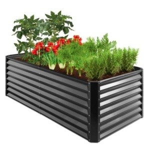 Outdoor Metal Raised Garden Bed, 6x3x2ft, Gray