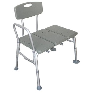 Durable Shower Chair with Armrest and Reversible Backrest, Aluminum Body, Supports up to 330 lbs, Gray - E-Comm Return, Appears New