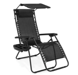 Folding Zero Gravity Recliner Patio Lounge Chair, Black