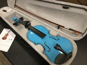 Light Blue Violin in Case, Details Unknown - E-Comm Return, Appears New 