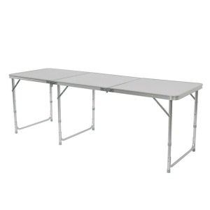 White Rectangular Adjustable Folding Table - Appears New with Damage, See Pics