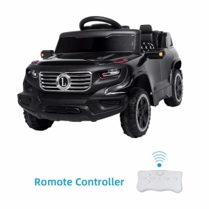 LEADZM Electric Children Car with 35W*1 6V7AH*1 Battery Pre-Programmed Music and Remote Control, Black - Appears New 