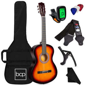 Beginner Acoustic Guitar Set w/ Case, Strap, Digital Tuner, Strings - 38in 