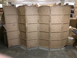 Rose Home Fashion 6 ft. Tall Diamond Weave Fiber 6 Panel Room Divider, Freestanding - Appears New with Minor Damage, See Pics