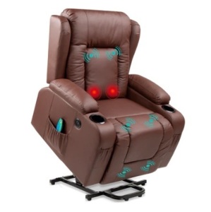 Electric Power Lift Recliner Massage Chair, Brown