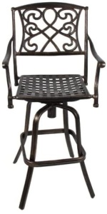 Outdoor Cast Aluminum Swivel Bar Stool Patio Furniture Antique Copper Design 