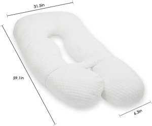 Bable Pregnancy Pillow, White U Shaped Full Body Pillow with Zipper Cover, Maternity Support for Back, Hips, Legs, Belly - Appears New 