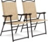 Set of 2 Outdoor Mesh Fabric Folding Sling Back Chairs