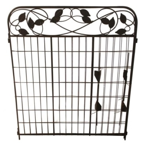 Lot of (2) Amagabeli Decorative Garden Fence Gates,&nbsp;44in x 6ft,&nbsp;Outdoor Coated Metal - Appear New with Dent to Top of One Panel