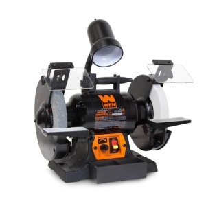 5-Amp 8-Inch Variable Speed Bench Grinder with Flexible Work Light