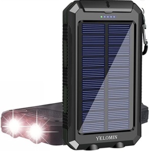 Yelomin 20000mAh Waterproof Solar Power Bank, Powers Up, E-Comm Return