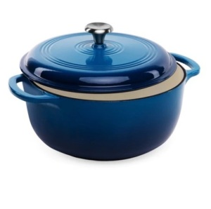 6qt Non-Stick Enamel Cast-Iron Dutch Oven, Deep Blue