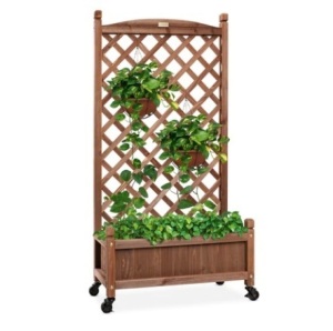 Wood Planter Box & Lattice Trellis, 60in