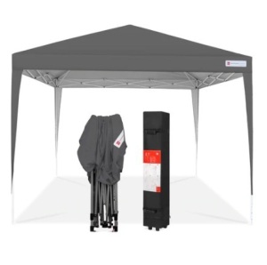 Outdoor Portable Pop Up Canopy Tent w/ Carrying Case, 10x10ft, Dark Gray, Appears New