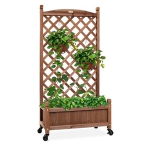 Wood Planter Box & Lattice Trellis, 48in