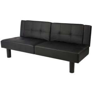 Faux Leather Convertible Futon Sofa Bed, Black