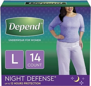 Case of Depend Night Defense Incontinence Overnight Underwear for Women, L, 4 Packs of 14 - New