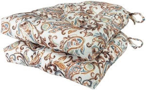 Arlee Paisley Pad Memory Foam Seat Cushion, Full-Length Ties for Non-Slip Support, 16" x 16", Set of 2 - Appear New