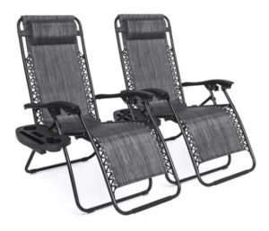 Set of 2 Adjustable Zero Gravity Patio Chair Recliners, Color Unknown