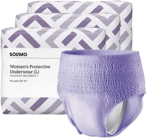 Solimo Incontinence & Postpartum Underwear for Women, Maximum Absorbency, Large, 54 Count - New