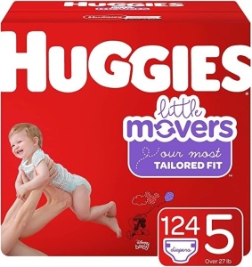 Huggies Little Movers Baby Diapers, Size 5, 124 Ct, One Month Supply - New