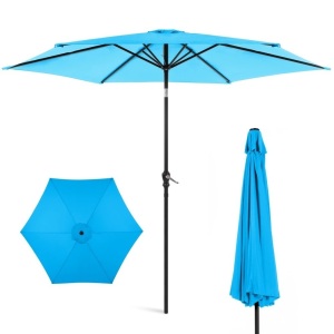 Outdoor Steel Market Patio Umbrella Decoration w/ Tilt, Crank Lift - 10ft