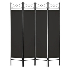 4-Panel Folding Privacy Screen Room Divider, 6ft, Black