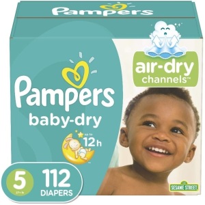 Diapers Size 5, 112 Count - Pampers Baby Dry Disposable Baby Diapers, Giant Pack