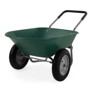 Dual-Wheel Wheelbarrow Garden Cart, Green