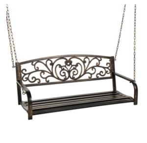 2-Person Metal Outdoor Porch Swing, Bronze