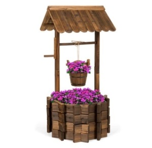 Rustic Wooden Wishing Well Planter