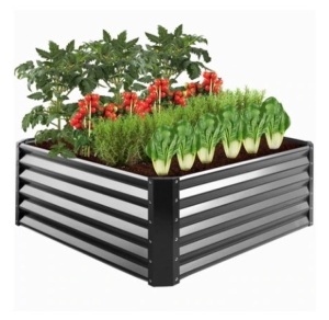 Outdoor Metal Raised Garden Bed, 4x4x1.5ft