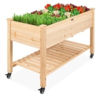 Mobile Raised Garden Bed&nbsp;w/ Wheels &&nbsp;Storage Shelf,&nbsp;48x23.25x32"